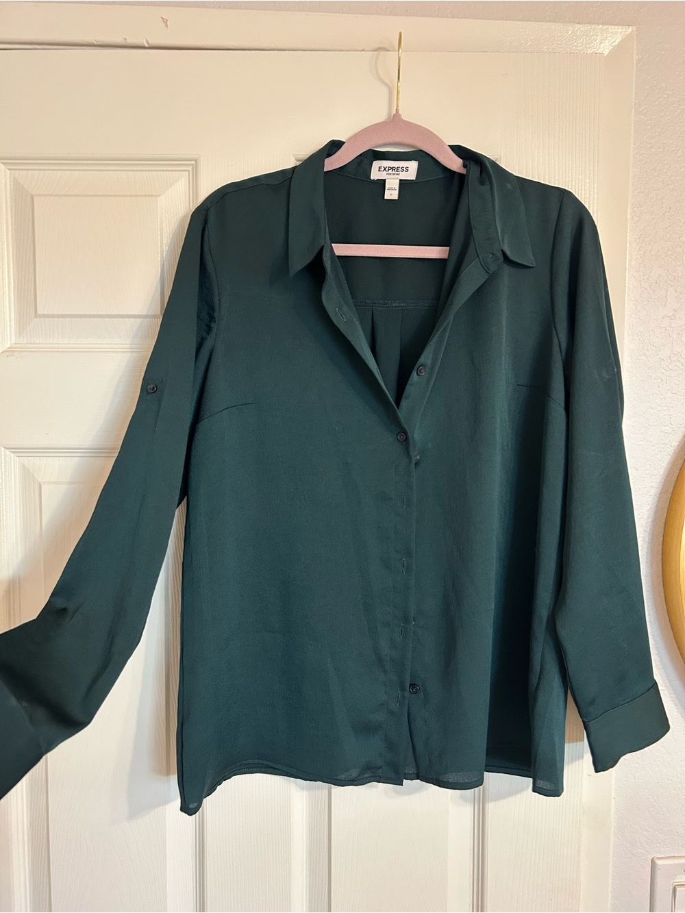 Express Emerald Green Long Sleeve Button-Up Shirt